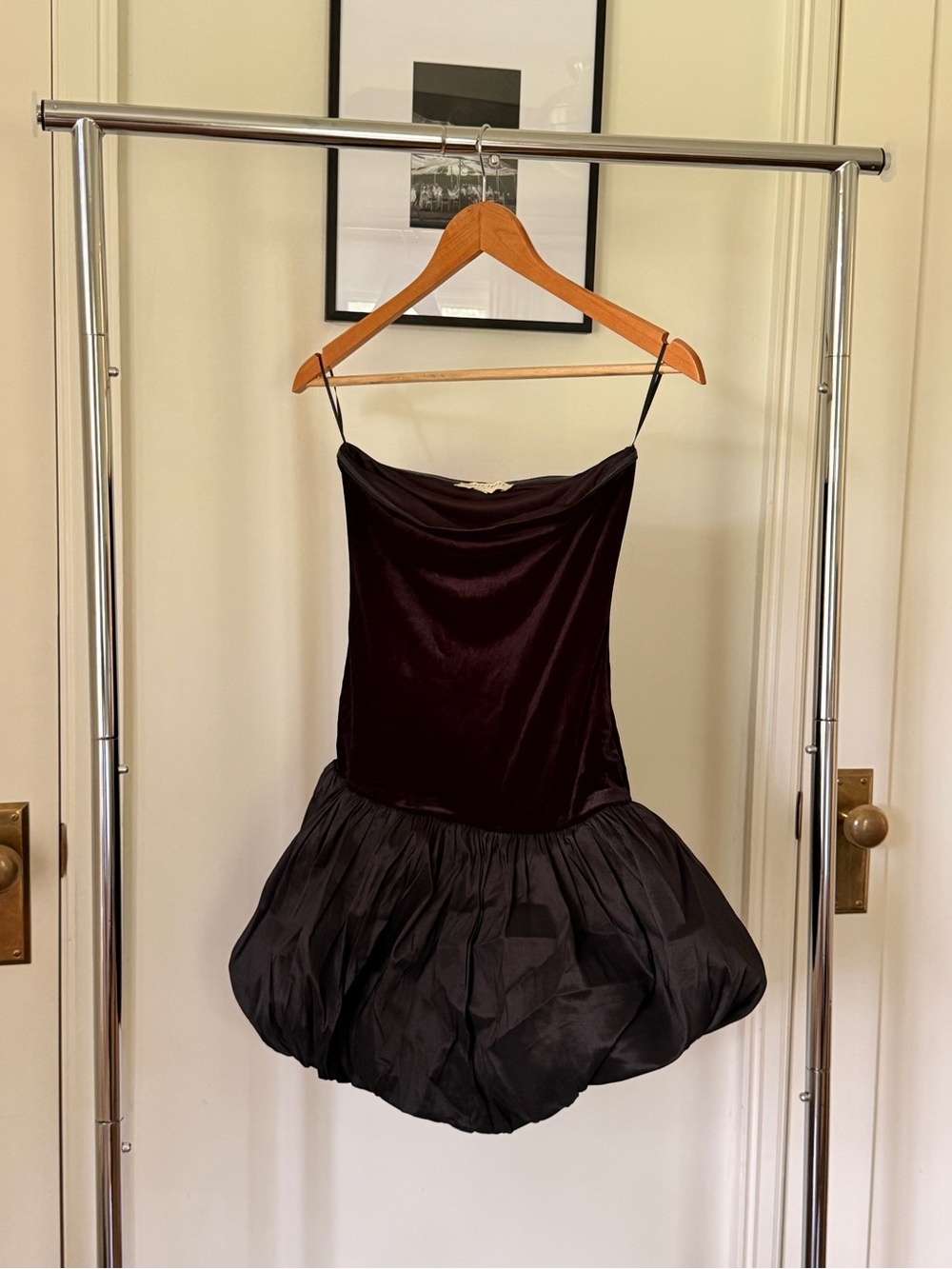 Black Strapless Bubble Hem Dress